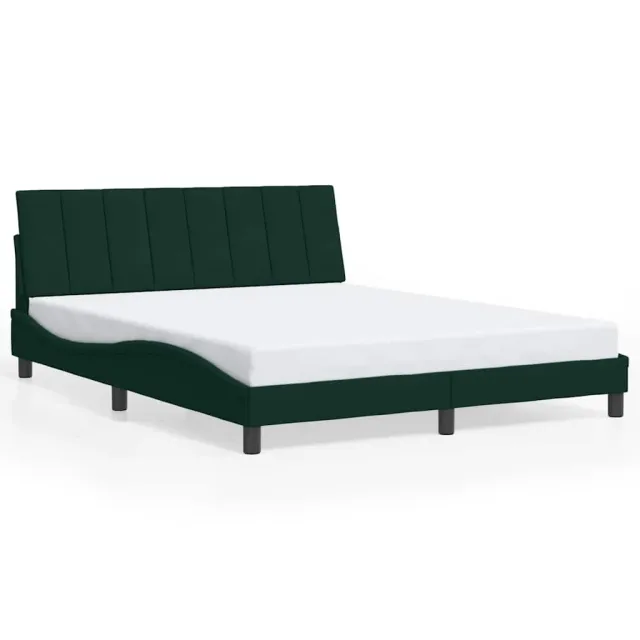 Cadre de lit sans matelas Hanko vert foncé 160x200 cm velours