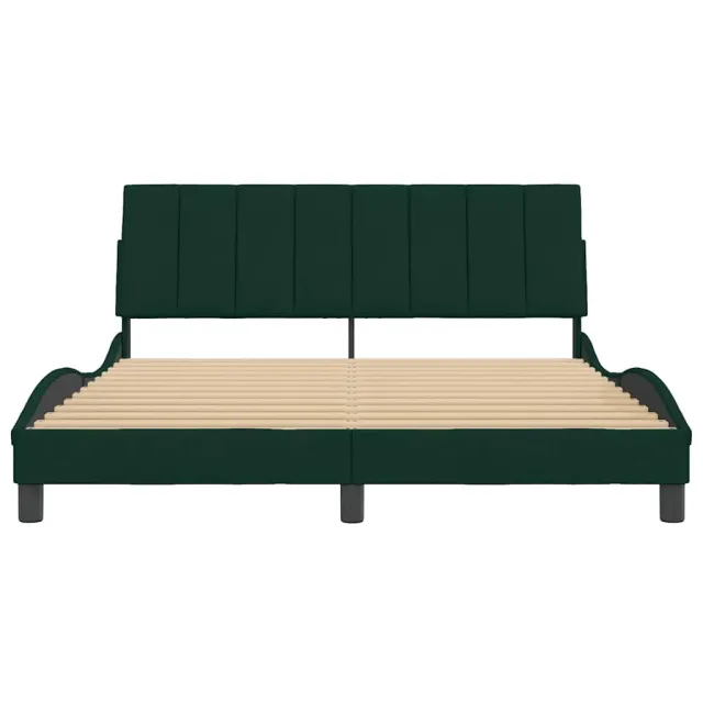 Cadre de lit sans matelas Hanko vert foncé 160x200 cm velours
