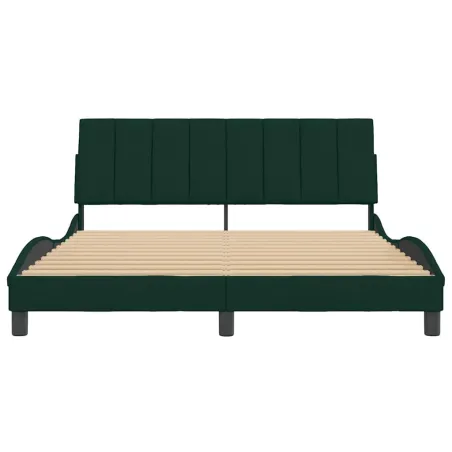 Cadre de lit sans matelas Hanko vert foncé 160x200 cm velours