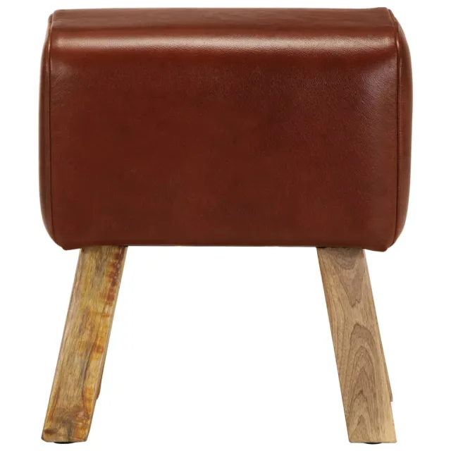Banc saut de cheval 38 cm marron cuir véritable et manguier