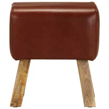 Banc saut de cheval 38 cm marron cuir véritable et manguier