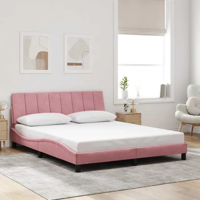 Cadre de lit sans matelas Hanko rose 160x200 cm velours
