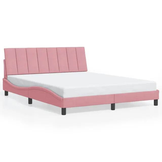 Cadre de lit sans matelas Hanko rose 160x200 cm velours