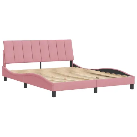 Cadre de lit sans matelas Hanko rose 160x200 cm velours
