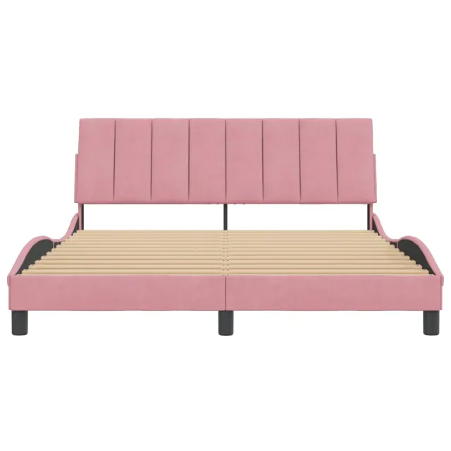 Cadre de lit sans matelas Hanko rose 160x200 cm velours
