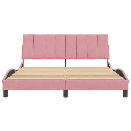 Cadre de lit sans matelas Hanko rose 160x200 cm velours