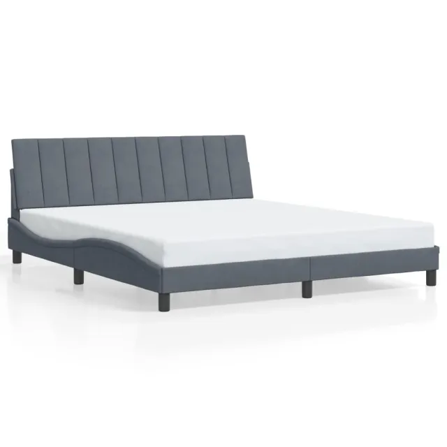 Cadre de lit sans matelas Hanko gris foncé 180x200 cm velours