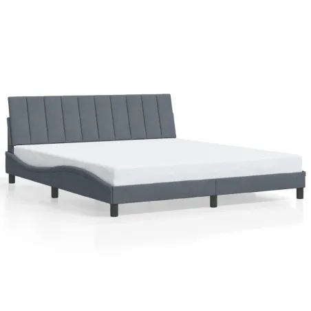 Cadre de lit sans matelas Hanko gris foncé 180x200 cm velours