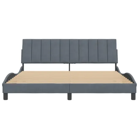 Cadre de lit sans matelas Hanko gris foncé 180x200 cm velours