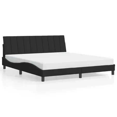 Cadre de lit sans matelas Hanko noir 180x200 cm velours