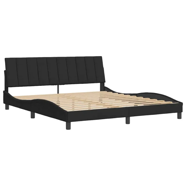 Cadre de lit sans matelas Hanko noir 180x200 cm velours