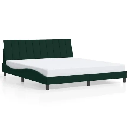 Cadre de lit sans matelas Hanko vert foncé 180x200 cm velours 2