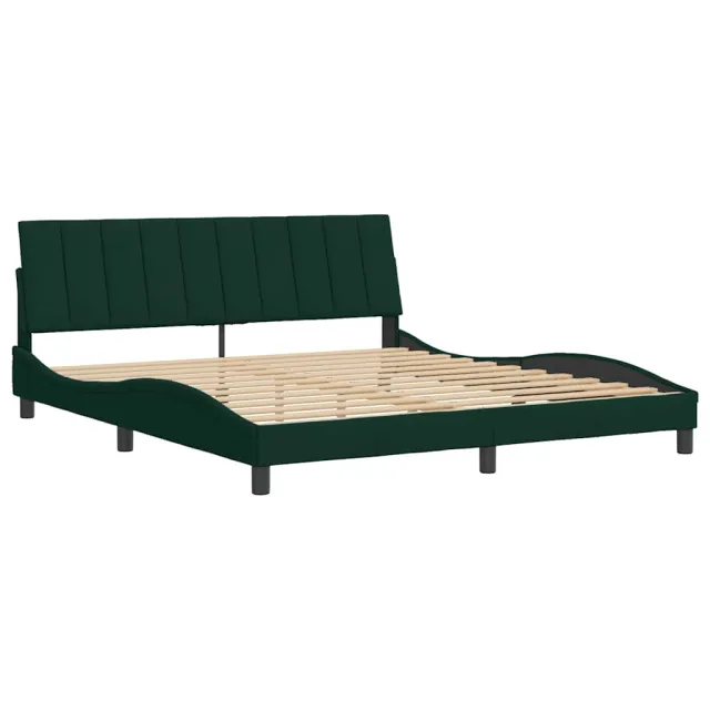 Cadre de lit sans matelas Hanko vert foncé 180x200 cm velours