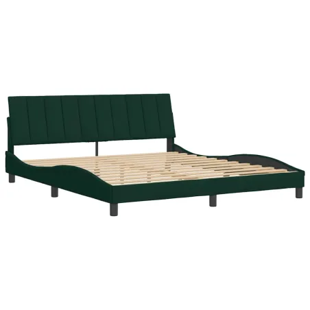 Cadre de lit sans matelas Hanko vert foncé 180x200 cm velours