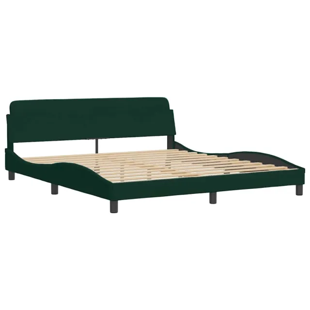 Cadre de lit sans matelas Hanko vert foncé 180x200 cm velours