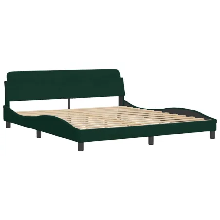 Cadre de lit sans matelas Hanko vert foncé 180x200 cm velours