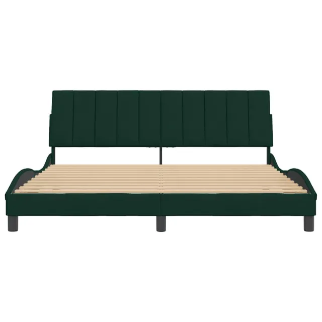 Cadre de lit sans matelas Hanko vert foncé 180x200 cm velours