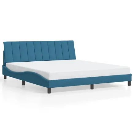 Cadre de lit sans matelas Hanko bleu 180x200 cm velours 2