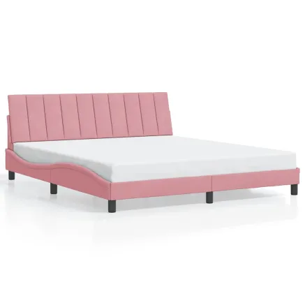 Cadre de lit sans matelas Hanko rose 180x200 cm velours 2