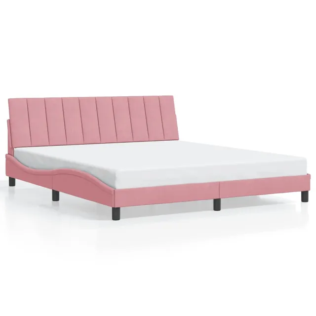 Cadre de lit sans matelas Hanko rose 180x200 cm velours