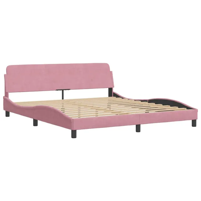 Cadre de lit sans matelas Hanko rose 180x200 cm velours