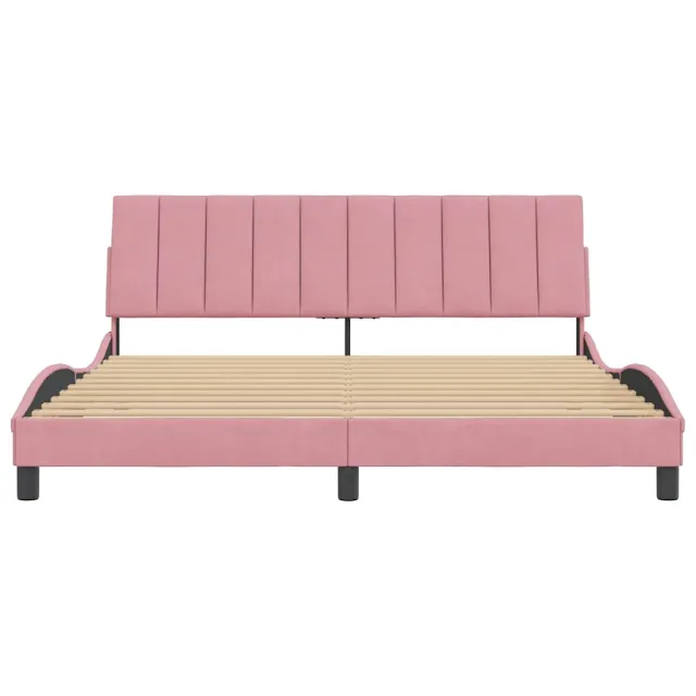 Cadre de lit sans matelas Hanko rose 180x200 cm velours