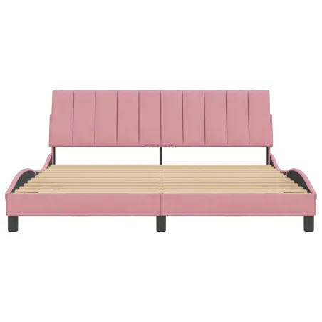 Cadre de lit sans matelas Hanko rose 180x200 cm velours