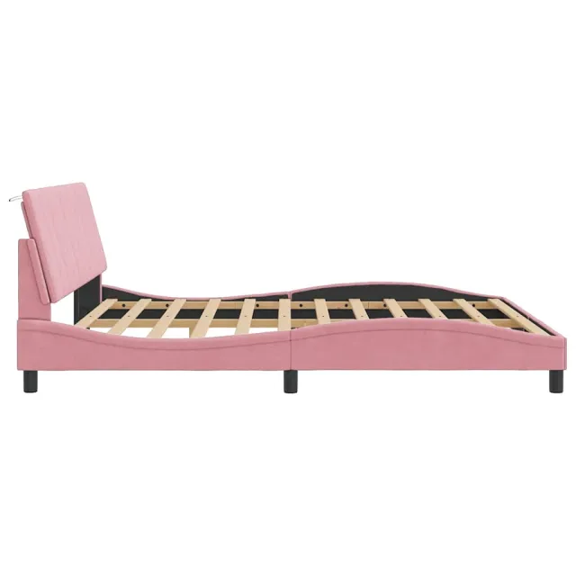 Cadre de lit sans matelas Hanko rose 180x200 cm velours
