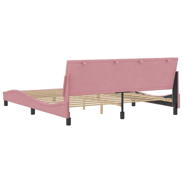 Cadre de lit sans matelas Hanko rose 180x200 cm velours