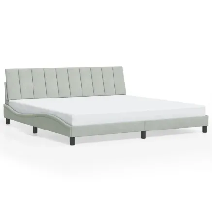 Cadre de lit sans matelas Hanko gris clair 200x200 cm velours 2