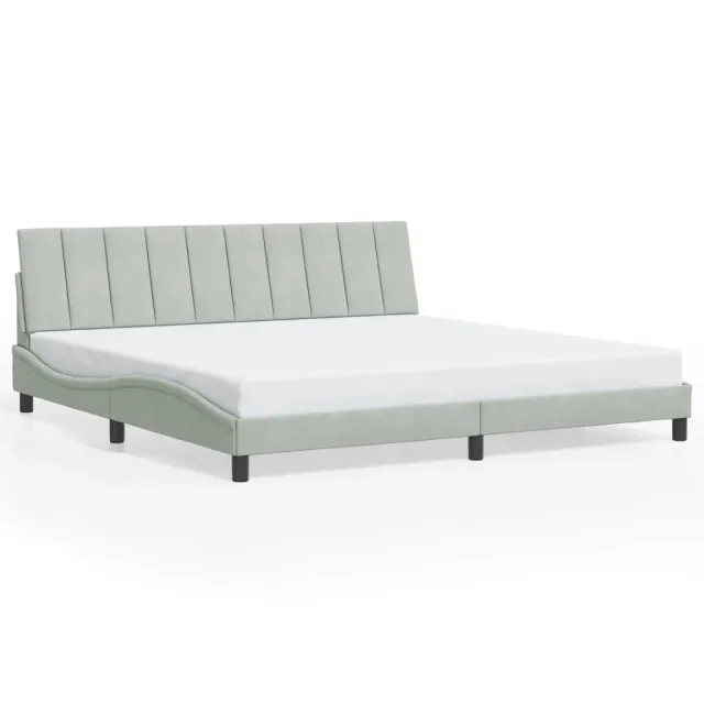 Cadre de lit sans matelas Hanko gris clair 200x200 cm velours