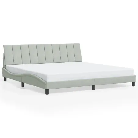 Cadre de lit sans matelas Hanko gris clair 200x200 cm velours