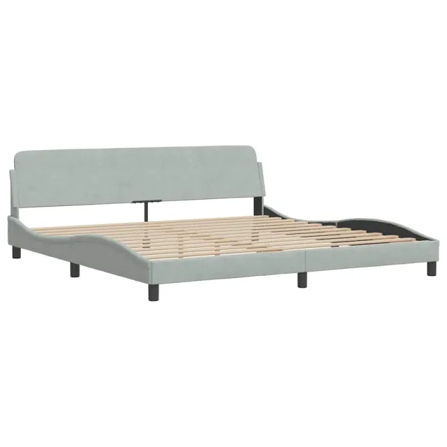 Cadre de lit sans matelas Hanko gris clair 200x200 cm velours