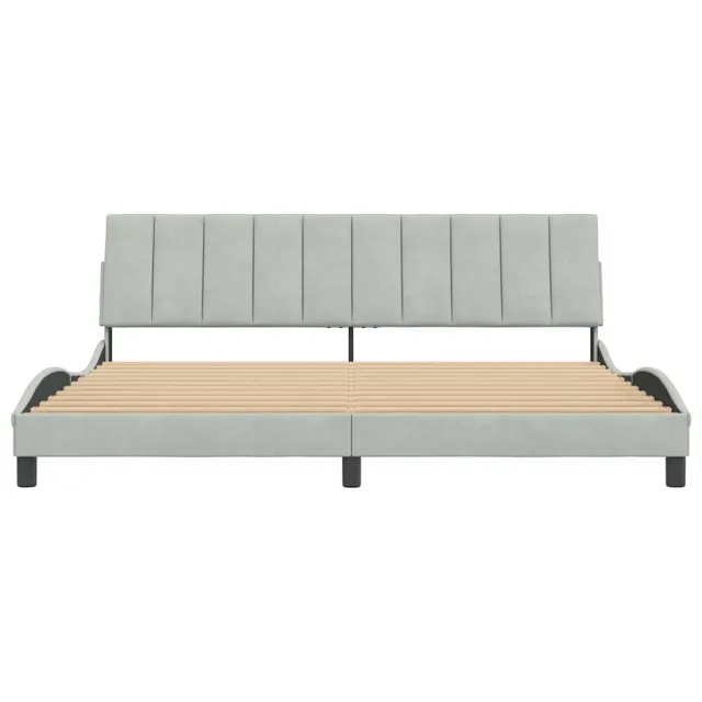 Cadre de lit sans matelas Hanko gris clair 200x200 cm velours