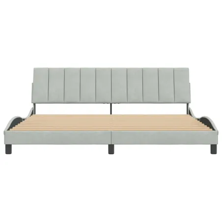 Cadre de lit sans matelas Hanko gris clair 200x200 cm velours