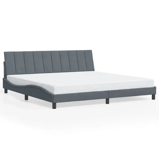 Cadre de lit sans matelas Hanko gris foncé 200x200 cm velours