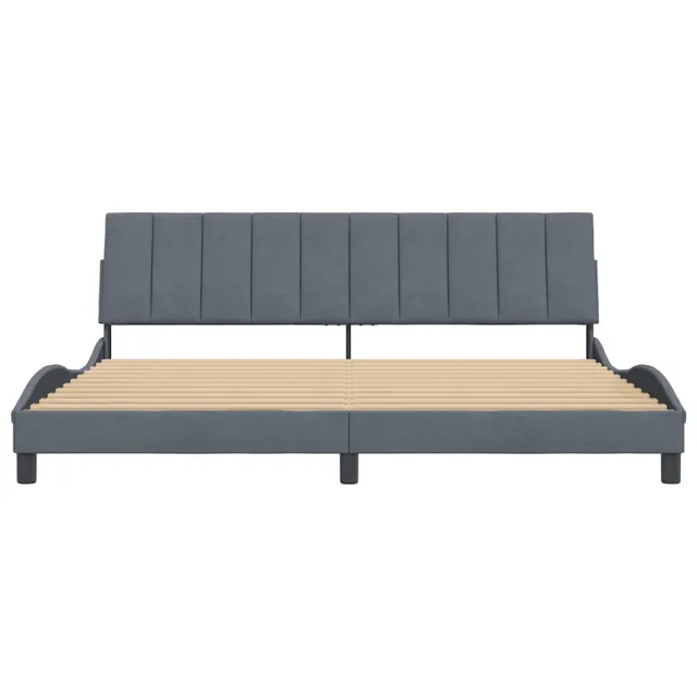 Cadre de lit sans matelas Hanko gris foncé 200x200 cm velours