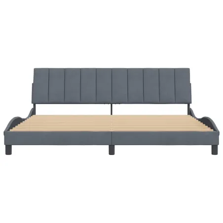 Cadre de lit sans matelas Hanko gris foncé 200x200 cm velours