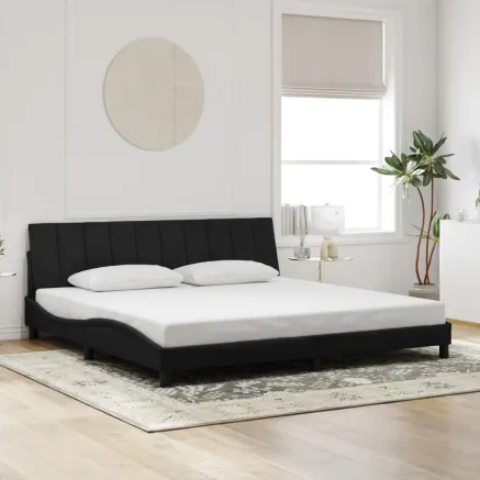 Cadre de lit sans matelas Hanko noir 200x200 cm velours