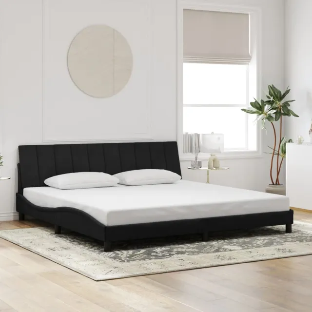 Cadre de lit sans matelas Hanko noir 200x200 cm velours
