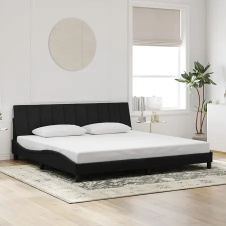Cadre de lit sans matelas Hanko noir 200x200 cm velours