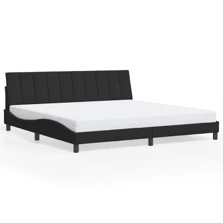 Cadre de lit sans matelas Hanko noir 200x200 cm velours