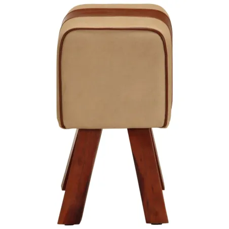 Banc saut de cheval 38 cm marron cuir véritable et manguier