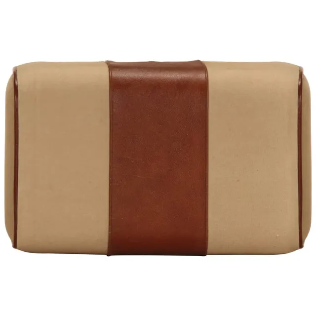 Banc saut de cheval 38 cm marron cuir véritable et manguier