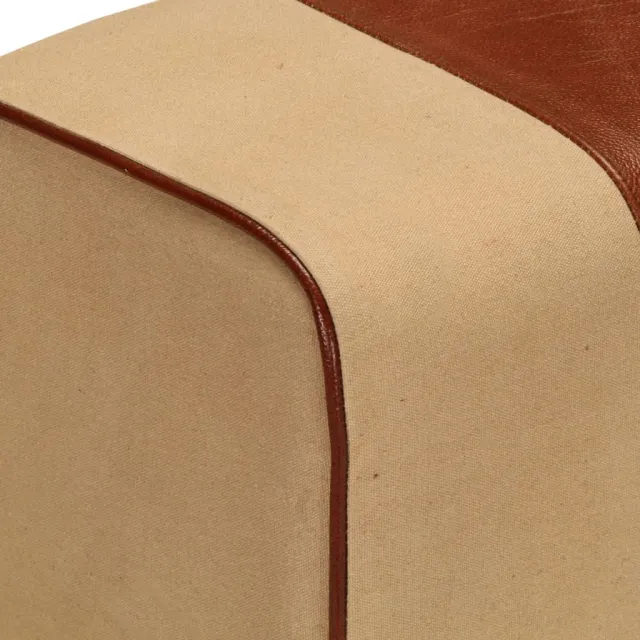 Banc saut de cheval 38 cm marron cuir véritable et manguier