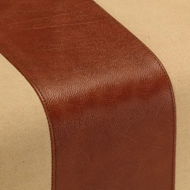 Banc saut de cheval 38 cm marron cuir véritable et manguier