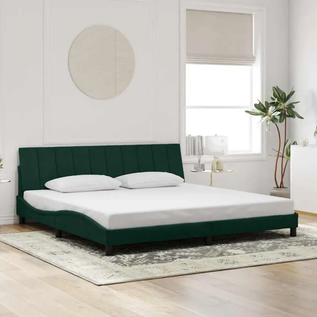 Cadre de lit sans matelas Hanko vert foncé 200x200 cm velours