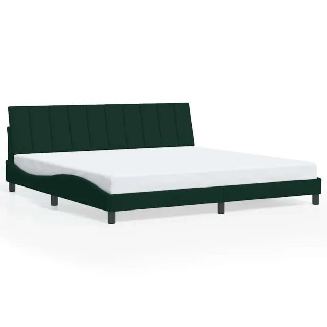 Cadre de lit sans matelas Hanko vert foncé 200x200 cm velours