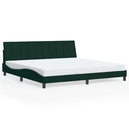 Cadre de lit sans matelas Hanko vert foncé 200x200 cm velours