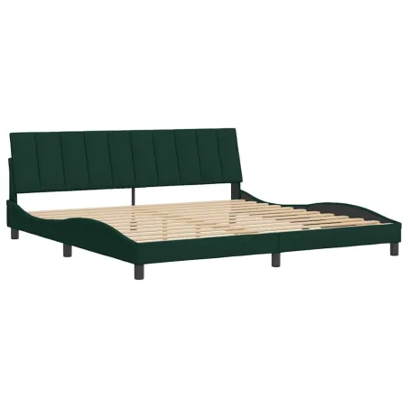 Cadre de lit sans matelas Hanko vert foncé 200x200 cm velours